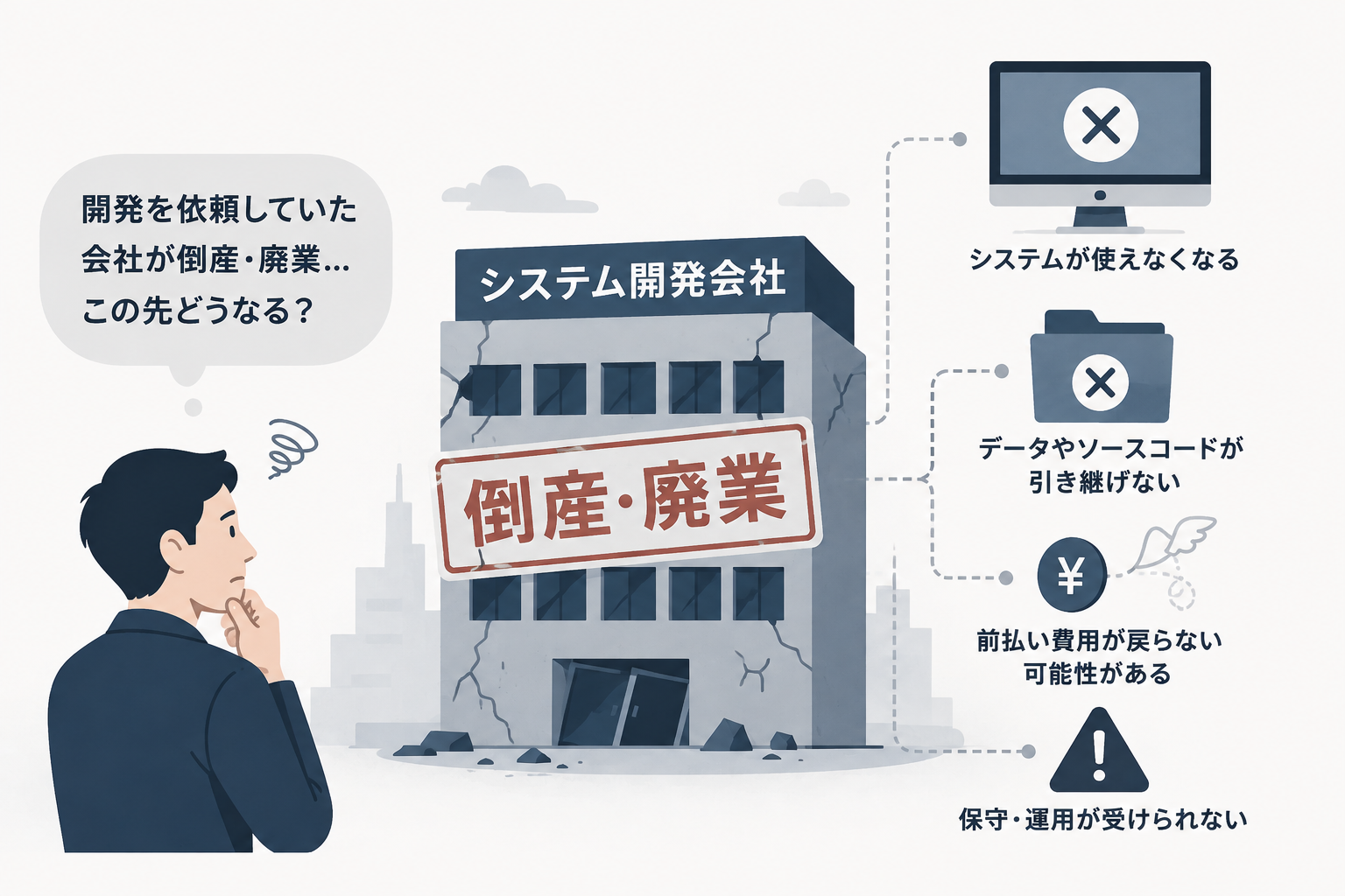 システム開発会社が倒産・廃業したらどうなるか
